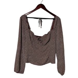 Abercrombie & Fitch Polka Dot Sweetheart Smocked Top Size L Cottagecore Milkmaid